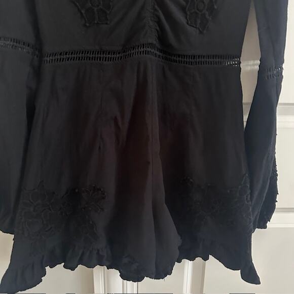 For Love & Lemons Lilou Lace Floral Romper Size: Medium Color: Black - Picture 5 of 11
